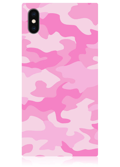 Matte Pink Camo Square iPhone Case #iPhone XS Max