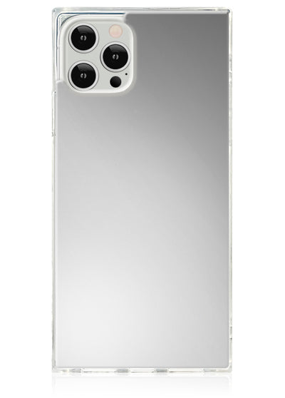Metallic Silver Square iPhone Case #iPhone 12 / iPhone 12 Pro