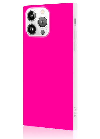 Neon Pink Square iPhone Case #iPhone 14 Pro + MagSafe