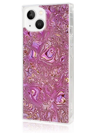 Pink Abalone Shell Square iPhone Case #iPhone 14 Plus