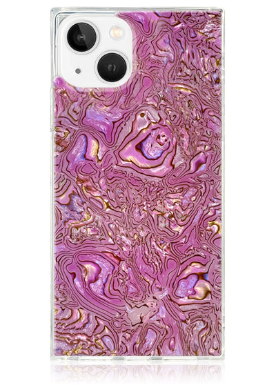 Pink Abalone Shell Square iPhone Case #iPhone 14 Plus