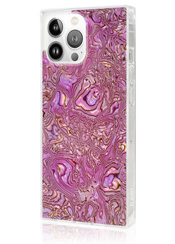Pink Abalone Shell Square iPhone Case #iPhone 14 Pro Max