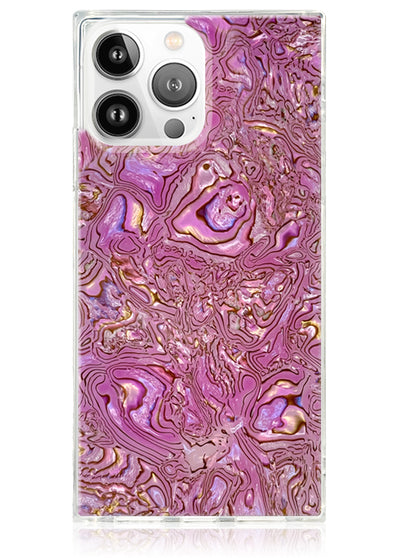 Pink Abalone Shell Square iPhone Case #iPhone 14 Pro Max