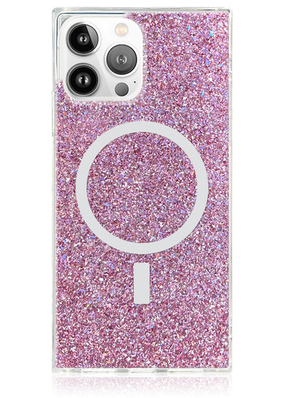 Pink Glitter Square iPhone Case #iPhone 13 Pro + MagSafe