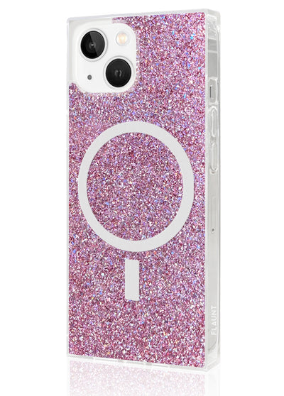 Pink Glitter Square iPhone Case #iPhone 14 Plus + MagSafe