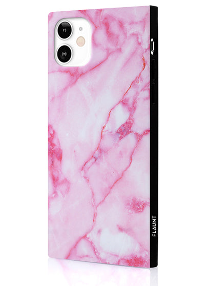 Pink Marble Square Phone Case #iPhone 12 Mini
