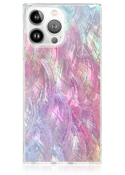 Pink Mother of Pearl Square iPhone Case #iPhone 14 Pro