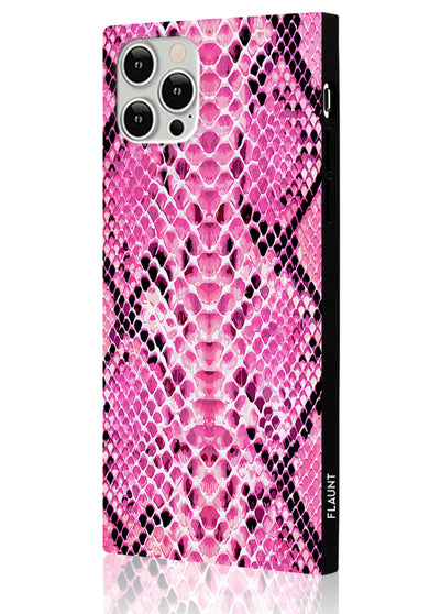 Pink Python Square Phone Case #iPhone 12 / iPhone 12 Pro