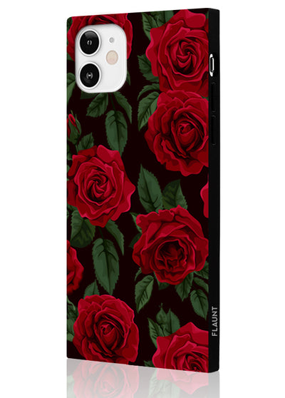 Rose Print Square iPhone Case #iPhone 12 Mini