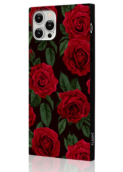 Rose Print Square iPhone Case #iPhone 12 / iPhone 12 Pro