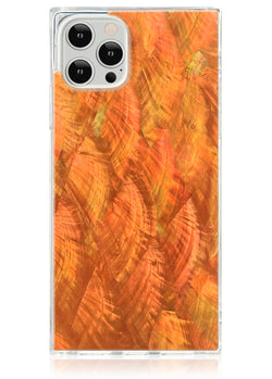 Orange Mother of Pearl Square iPhone Case #iPhone 17 Pro Max + MagSafe