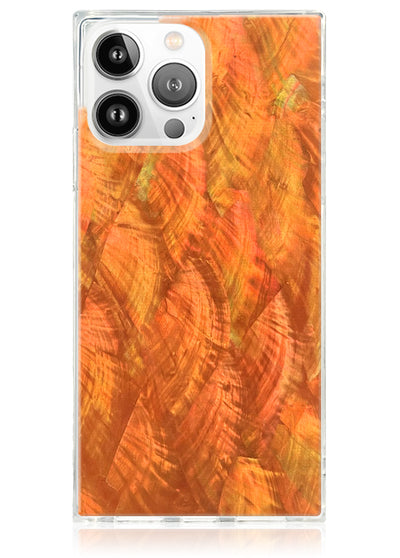 Sepia Mother of Pearl Square iPhone Case #iPhone 14 Pro Max