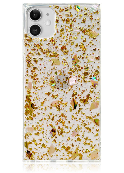 Shell and Gold Flake Square iPhone Case #iPhone 11