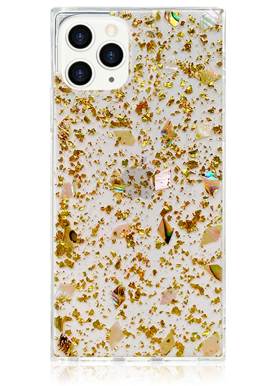 Shell and Gold Flake Square iPhone Case #iPhone 11 Pro