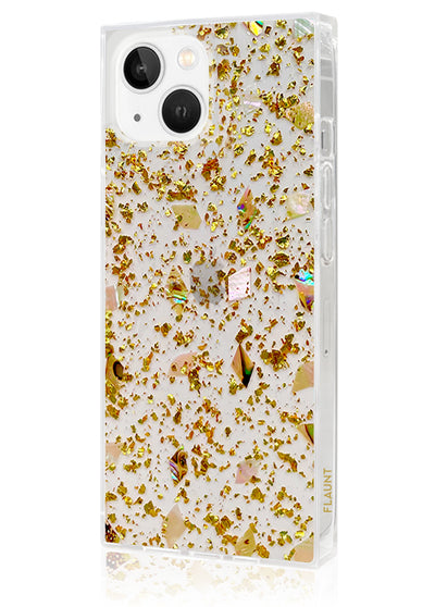 Shell and Gold Flake Square iPhone Case #iPhone 17e/16e/14/13
