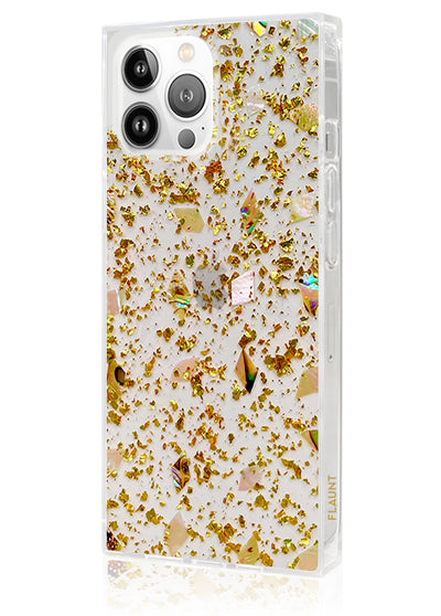 Shell and Gold Flake Square iPhone Case #iPhone 13 Pro
