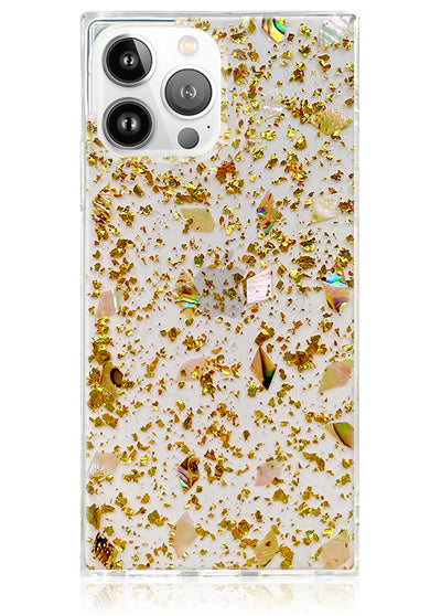 Shell and Gold Flake Square iPhone Case #iPhone 13 Pro