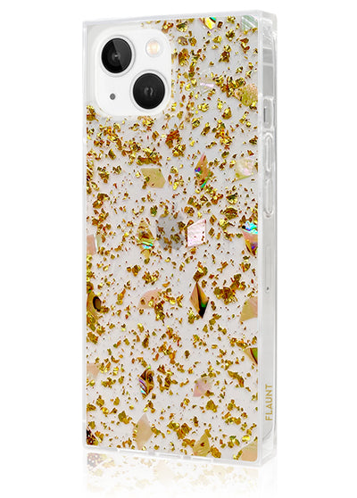 Shell and Gold Flake Square iPhone Case #iPhone 14