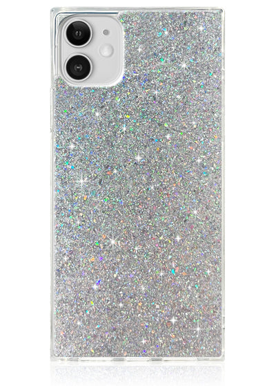 Silver Glitter Square iPhone Case #iPhone 11