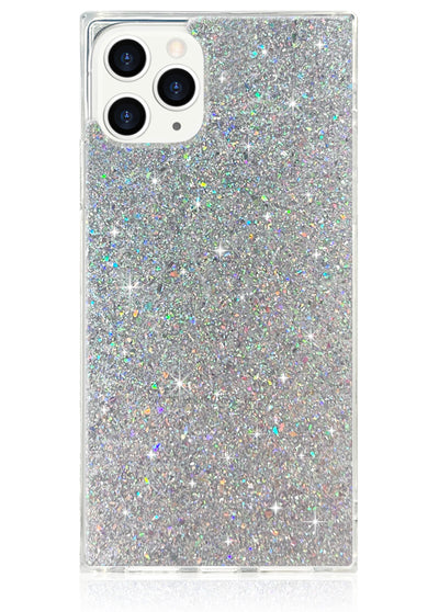 Silver Glitter Square iPhone Case #iPhone 11 Pro