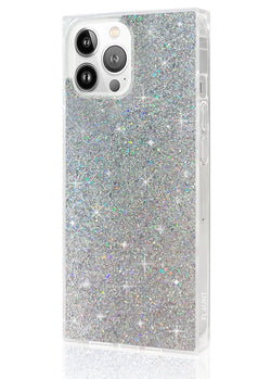Silver Glitter Square iPhone Case #iPhone 13 Pro Max