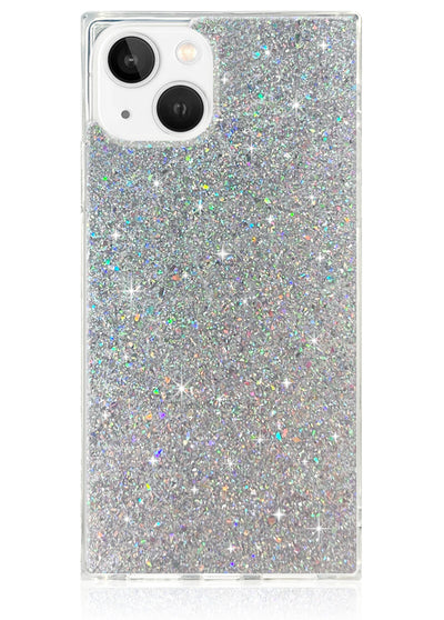 Silver Glitter Square iPhone Case #iPhone 14