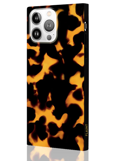 Tortoise Shell Square iPhone Case #iPhone 14 Pro + MagSafe