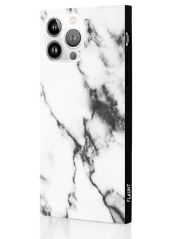 White Marble Square iPhone Case #iPhone 14 Pro