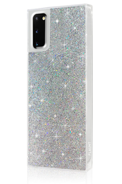 Silver Glitter Square Samsung Galaxy Case #Galaxy S20