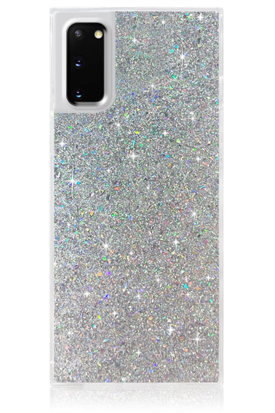 Silver Glitter Square Samsung Galaxy Case #Galaxy S20