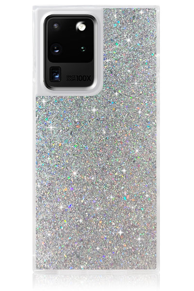 Silver Glitter Square Samsung Galaxy Case #Galaxy S20 Ultra