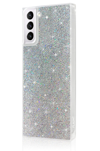Silver Glitter Square Samsung Galaxy Case #Galaxy S21