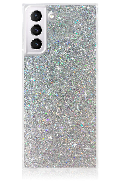 Silver Glitter Square Samsung Galaxy Case #Galaxy S22