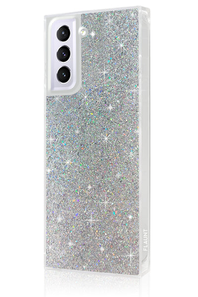 Silver Glitter Square Samsung Galaxy Case #Galaxy S22 Plus