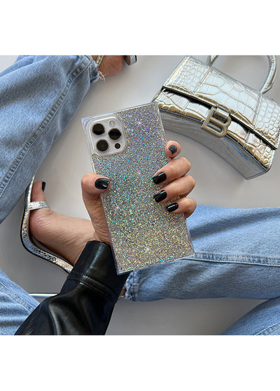 SQUARE® Silver Glitter Galaxy Case