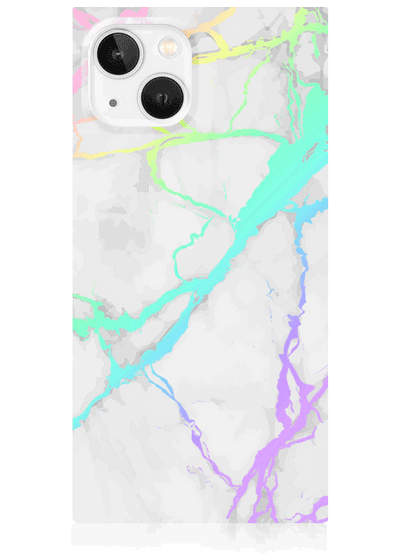 Holographic Marble Square iPhone Case #iPhone 13 Mini