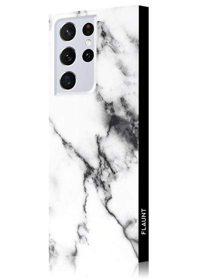White Marble Square Samsung Galaxy Case #Galaxy S22 Ultra