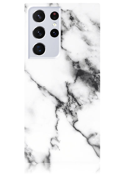 White Marble Square Samsung Galaxy Case #Galaxy S22 Ultra