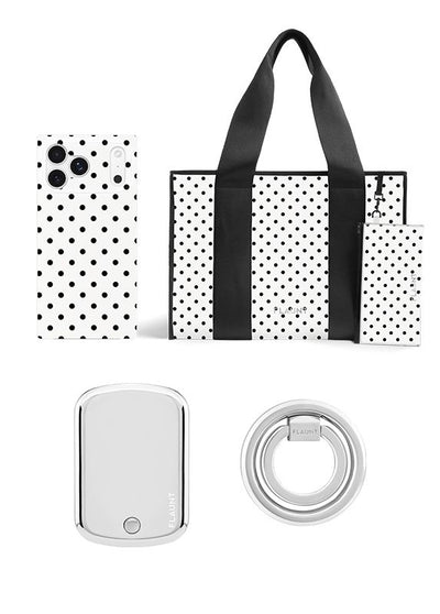White Polka Dot Everyday Tote Bundle Set