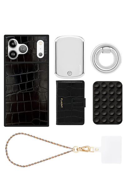 Black Crocodile Faux Leather Bundle Set