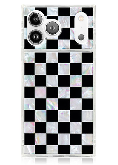 Checkered Mother of Pearl SQUARE iPhone Case #iPhone 18 Pro Max + MagSafe,iPhone 18 Pro + MagSafe