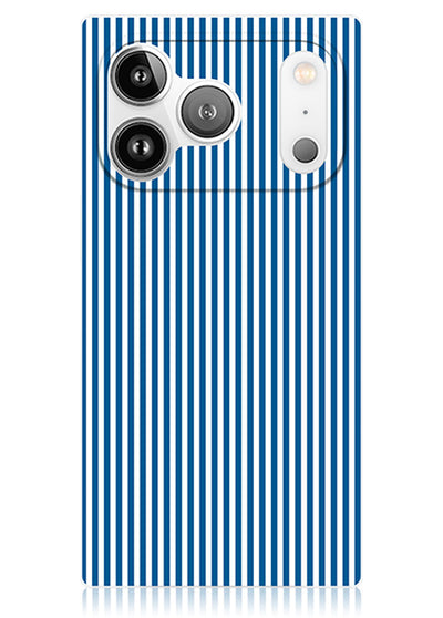Blue &amp; White Oxford Stripe SQUARE iPhone Case #iPhone 18 Pro Max + MagSafe,iPhone 18 Pro + MagSafe