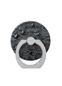 Black Ostrich Faux Leather Phone Ring
