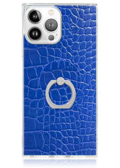 Blue Crocodile Faux Leather Phone Ring