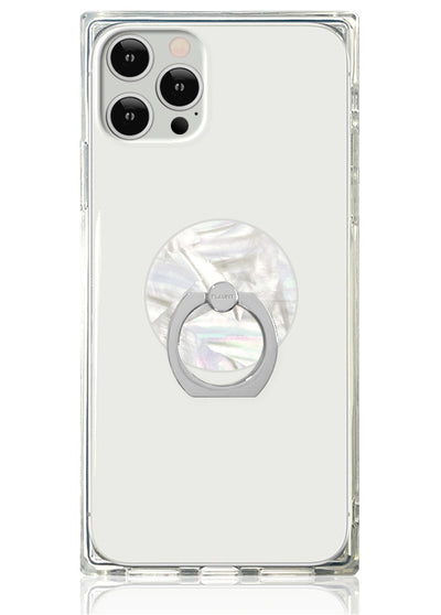 Geo White Mother of Pearl Phone Ring