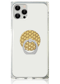 Gold Metallic Snakeskin Faux Leather Phone Ring