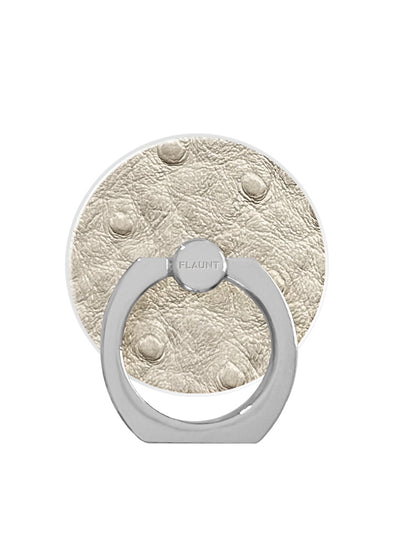 Ivory Ostrich Faux Leather Phone Ring