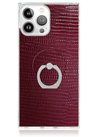 Burgundy Lizard Faux Leather Phone Ring