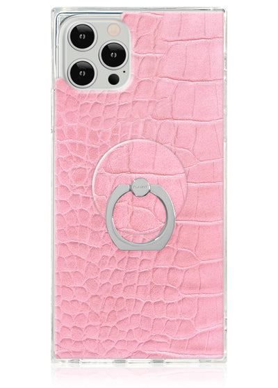 Pink Crocodile Faux Leather Phone Ring