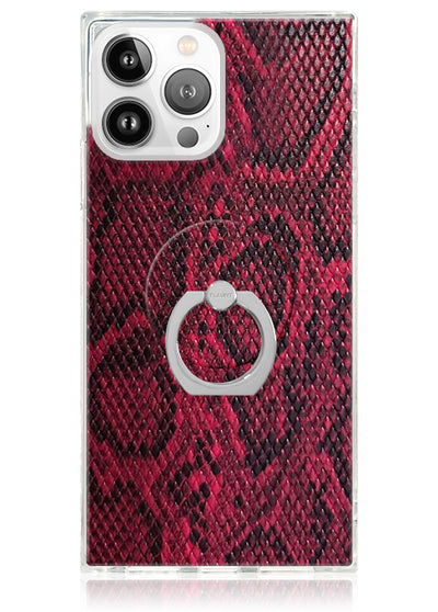 Red Python Faux Leather Phone Ring